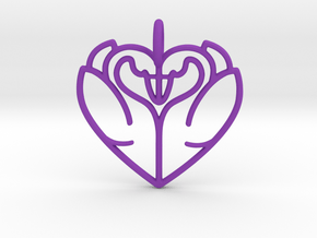 Swan Heart Pendant in Purple Processed Versatile Plastic