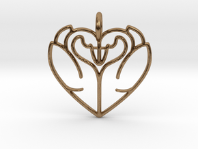 Swan Heart Pendant in Natural Brass