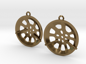 Double Seconds "essence" steelpan earrings, S in Polished Bronze