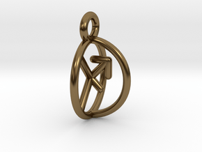 Chiron Key Sagittarius Archer Symbol Pendant in Polished Bronze