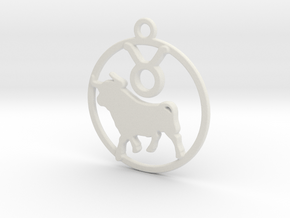 Taurus Zodiac Pendant in White Natural Versatile Plastic