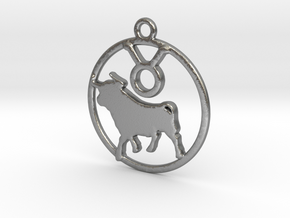 Taurus Zodiac Pendant in Natural Silver