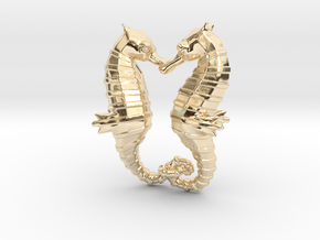 'Hippocampus Love' (Seahorse) LOVE Pendant, Charm in 14K Yellow Gold