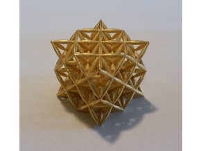 Flower Of Life 64 Tetrahedron Grid 1.2" in Polished Gold Steel