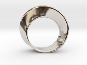 Mobius Strip Ring (Size 6) in Rhodium Plated Brass: 6 / 51.5