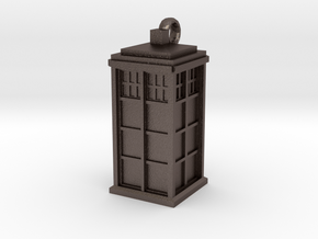 Tardis (T.A.R.D.I.S.) necklace charm in Polished Bronzed Silver Steel
