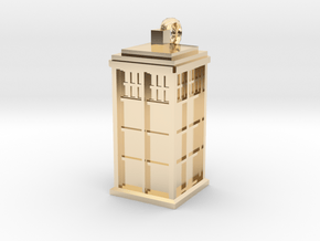 Tardis (T.A.R.D.I.S.) necklace charm in 14K Yellow Gold