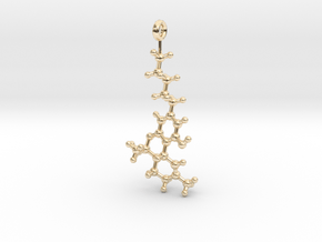 THC Molecule  in 14k Gold Plated Brass