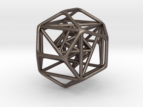 Nested Platonic Solids 1.4" in Polished Bronzed Silver Steel