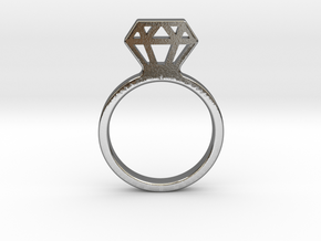 Diamond ring Ginetta in Polished Silver: Small