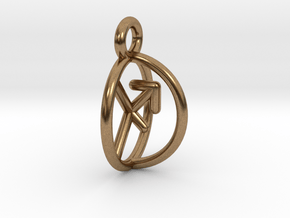 Chiron Key Sagittarius Archer Symbol Pendant in Natural Brass