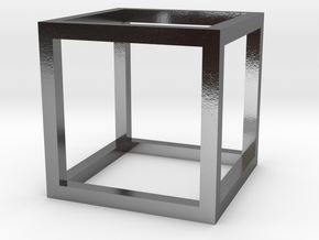 Cube (Hexahedron) in Polished Silver