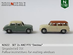 SET 2x AWZ P70 Zwickau (N 1:160) in Gray Fine Detail Plastic