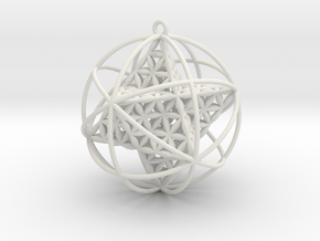 Flower Of Life Planetary Merkaba Large in White Natural Versatile Plastic