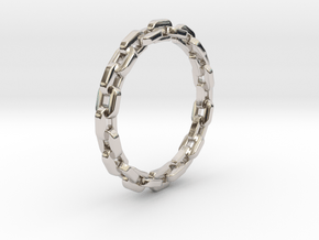 Stackable "Linkage" Band in Rhodium Plated Brass: 5 / 49