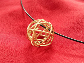 Woven Globe Pendant in Natural Brass