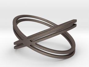 The X Ring in Polished Bronzed Silver Steel: 11 / 64
