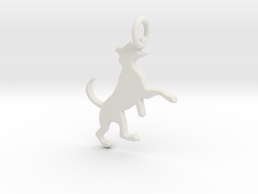 Dog Jumping with flat back 2mm thick in White Natural Versatile Plastic