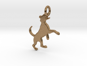 Dog Jumping with flat back 2mm thick in Natural Brass