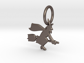 Witch Keychain in Polished Bronzed Silver Steel