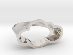 Cloud Ring, Every Cloud has a Silver Lining in Rhodium Plated Brass: 8 / 56.75