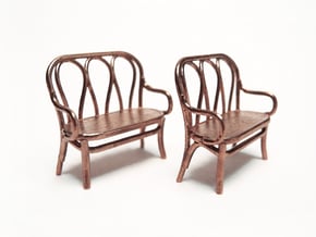 Pair of 1:48 Bentwood Settees in Natural Bronze