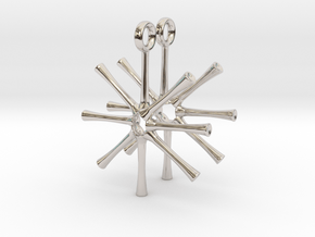 Asterionella Diatom Earrings - Science Jewelry in Rhodium Plated Brass