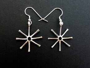 Asterionella Diatom Earrings - Science Jewelry in Polished Silver