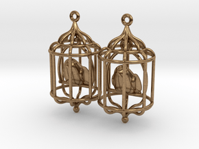 Bird in a Cage 02 in Natural Brass (Interlocking Parts)