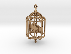 Bird in a Cage Pendant 02 in Polished Brass (Interlocking Parts)