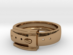 Belt Buckle Ring (Sizes 5 - 11.5) (Customisable) in Polished Brass: 11 / 64