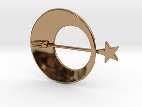 Eclipse With Shooting Star Brooch in Polished Brass (Interlocking Parts)