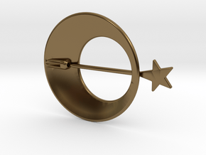 Eclipse With Shooting Star Brooch in Polished Bronze (Interlocking Parts)