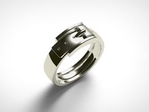Belt Buckle Ring (Sizes 5 - 11.5) (Customisable) in 14k White Gold: 6 / 51.5