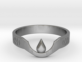 Suspended Teardrop Ring (Laurel) in Natural Silver