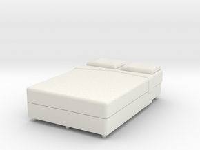 Double Bed O Scale in White Natural Versatile Plastic