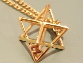 MILOSAURUS Tetrahedral 3D Star of David Pendant in 14k Gold Plated Brass