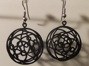 Earrings 3D curve on sphere in Black Natural Versatile Plastic