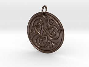 Celtic Trinity Knotwork Pendant in Polished Bronze Steel