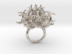 Ring The Cthulhu 7US (17.35mm) in Rhodium Plated Brass