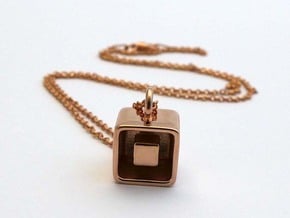 Levitation Cube Pendant in 14k Rose Gold Plated Brass