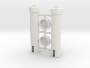 Power Cell Cylinders Pair in White Natural Versatile Plastic