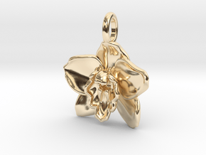Cymbidium Boat Orchid Pendant in 14k Gold Plated Brass