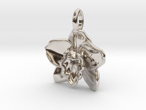 Cymbidium Boat Orchid Pendant in Rhodium Plated Brass