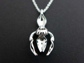 Lady's Slipper Orchid Pendant - Nature Jewelry in Polished Silver
