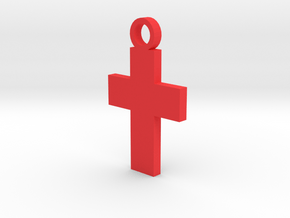 Cross Necklace in Red Processed Versatile Plastic