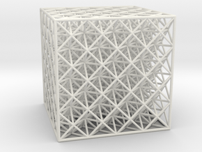 Octet Truss Cube (4x4x4) in White Natural Versatile Plastic