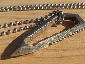 Sharktooth - Tactical Utility Pendant  in Polished Bronzed Silver Steel