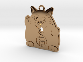 Lucky Cat Keychain in Polished Brass