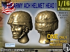 1/16 US Army ACH HELMET Head 1 in Tan Fine Detail Plastic